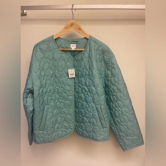 J. Crew Factory Lightweight Quilted Heart Jacket Soft Green M - Picture 5 of 14